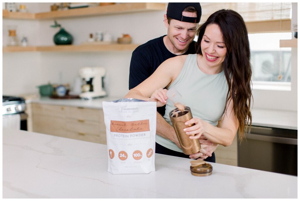Arizona Brand Photographer couple makes a protein shake