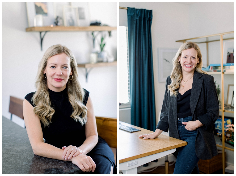 Branding Portrait of a woman sitting in a chair. 